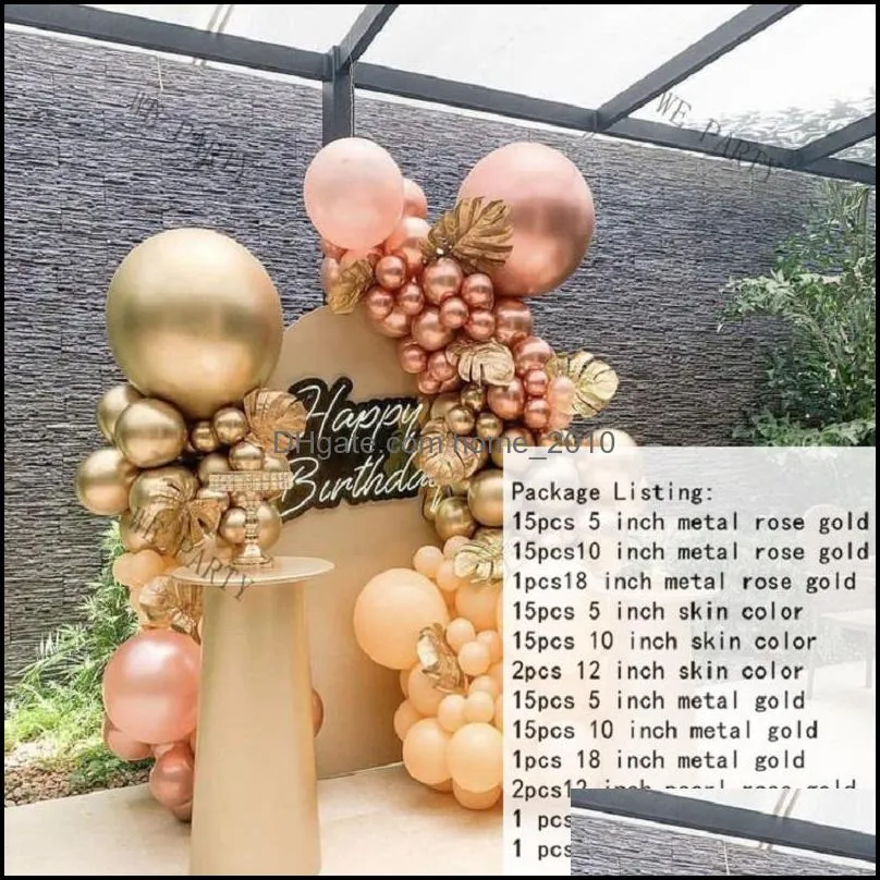 96pcs morandi peach chrome rose gold balloon garland for wedding birthday christmas balloons decorations set