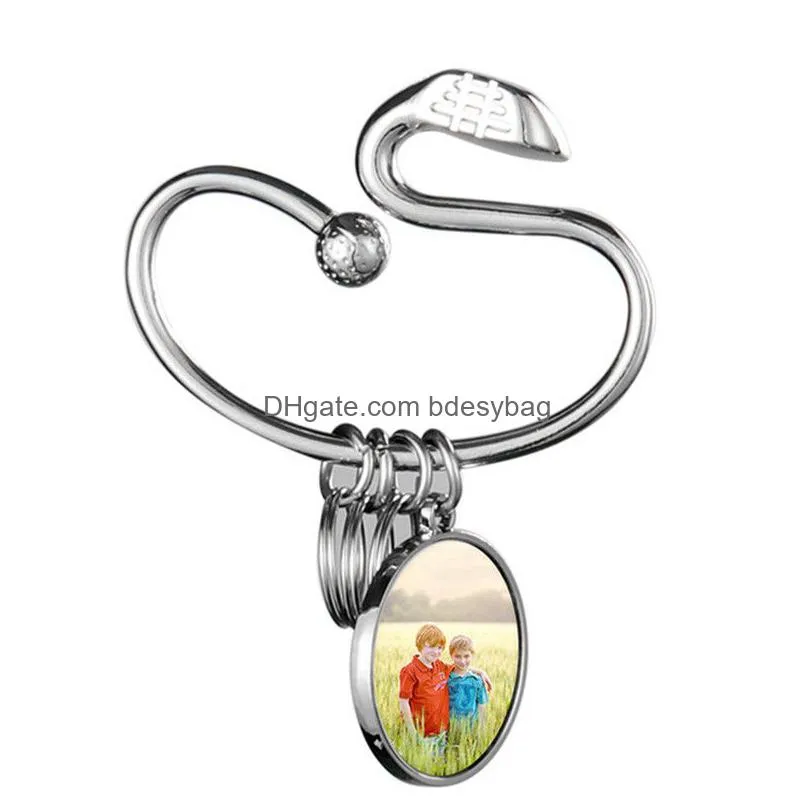 diy sublimation blank keychain golf club shape alloy heart round designer keychain wallet handbag carabiner keychains car key ring for woman man