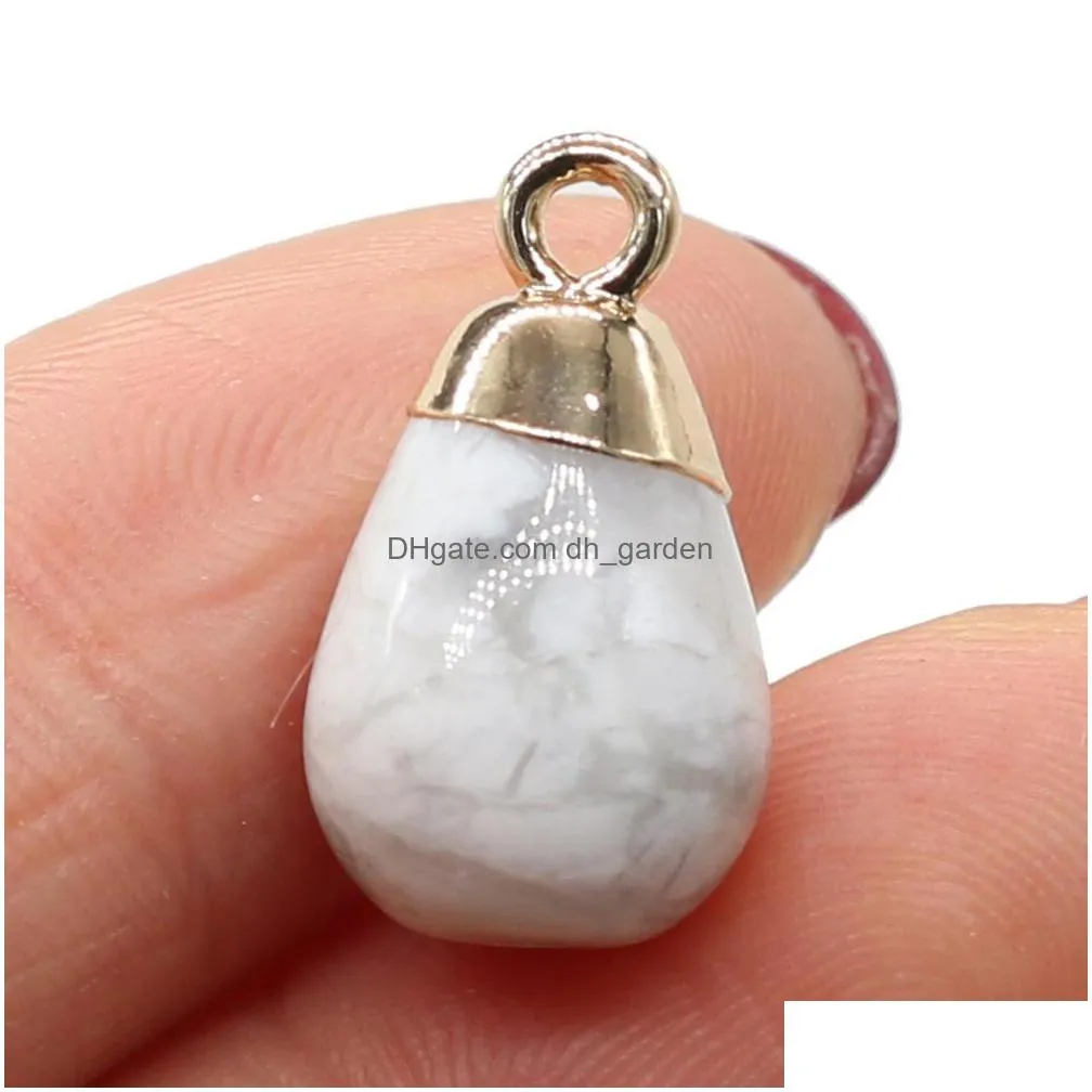 delicate waterdrop natural stone chakra charms teardrop shape pendant rose quartz healing reiki crystal finding diy necklaces women jewelry