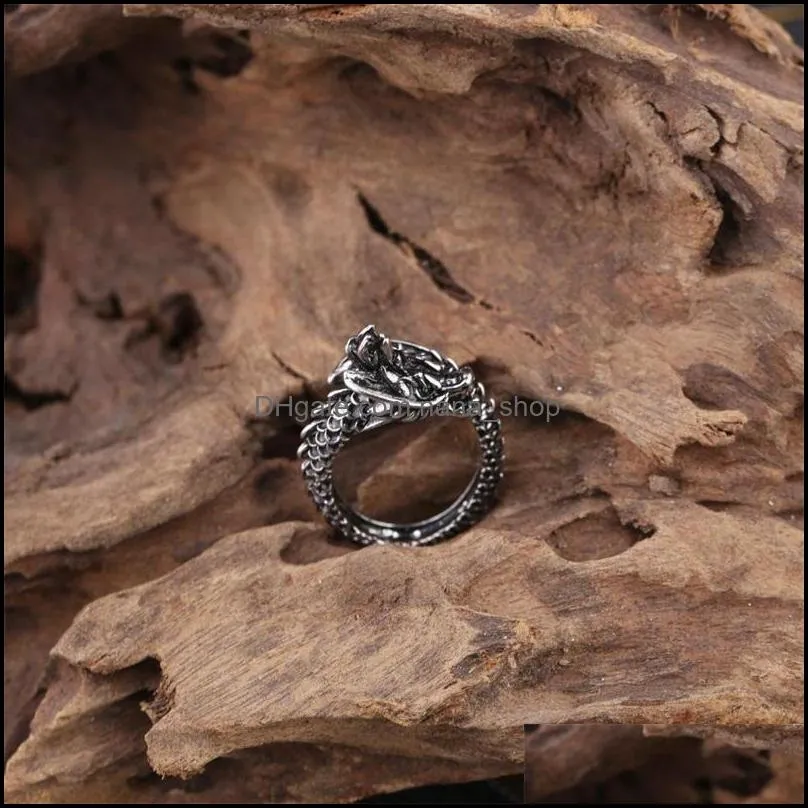 cool opening rings men women jewelry adjustable sterling dragon ring good gifts alloy animal metal unisex gothic punk ring 287c3