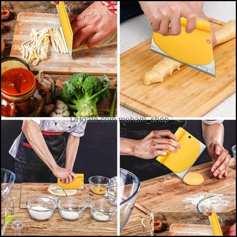 stainless steel baking tool cutting surface scraper combo with scale board dropship pastry tools