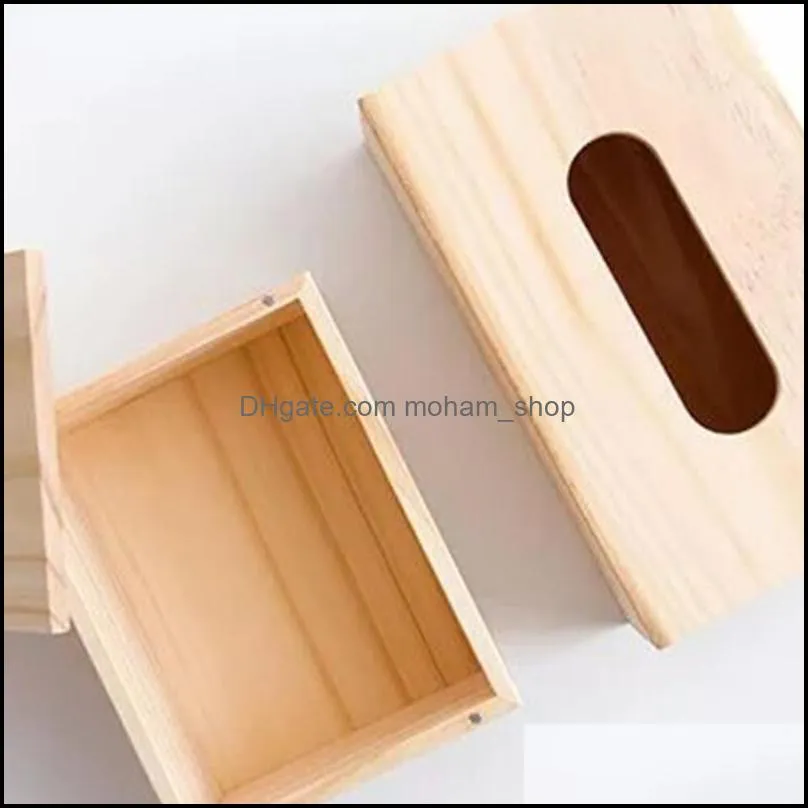 1pc wooden box desktop napkin carton simplicity retro paper storage for home living room car