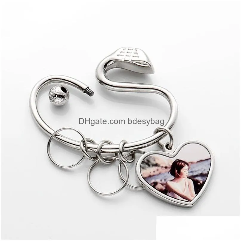 diy sublimation blank keychain golf club shape alloy heart round designer keychain wallet handbag carabiner keychains car key ring for woman man