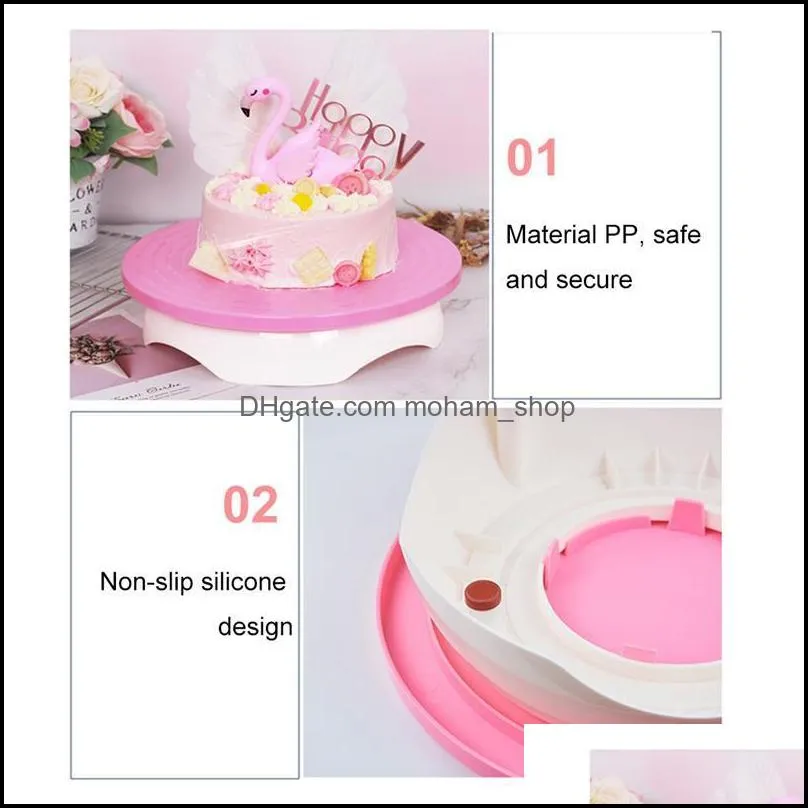 baking pastry tools 1pc creative rotating cake turntable detachable nonslip plastic stand turner table diy accessories