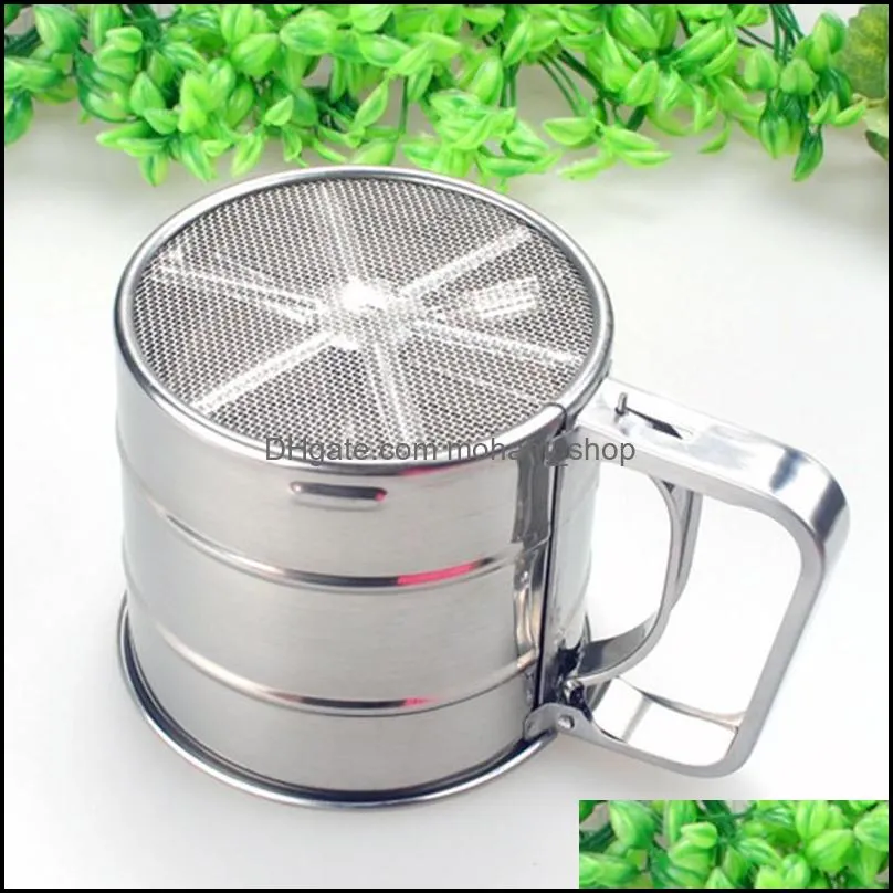 justdolife stainless steel mesh flour sifter baking icing sugar shaker sieve cup shape bakeware pastry tools 