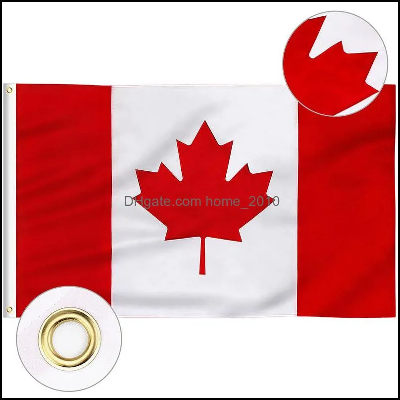 canada flag direct factory wholesale stock 3x5ft 90x150cm polyest for hanging decoration ca can maple leaf banner 3x5 ft canadian flags leaf with brass