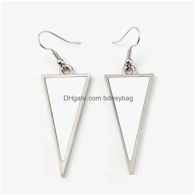 diy thermal transter sublimation blank charm designer earrings for women south american silver heart leaf triangle pendants earring designer jewelry