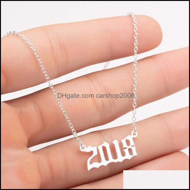 stainless steel year number necklace personalized birth year initial necklaces pendants for women girls birthday gifts custom