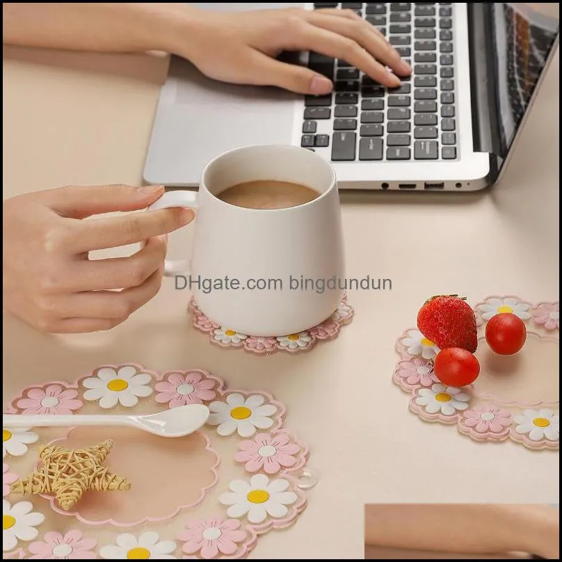 round heat resistant silicone mat drink cup coasters nonslip pot holder table placemat kitchen accessories onderzetters