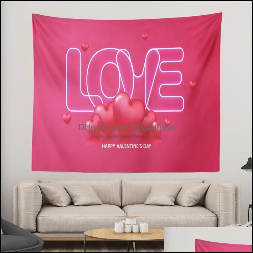 valentine day tapestry wall hanging loving heart valentine backdrop for bedroom room dorm party decor 150x130cm