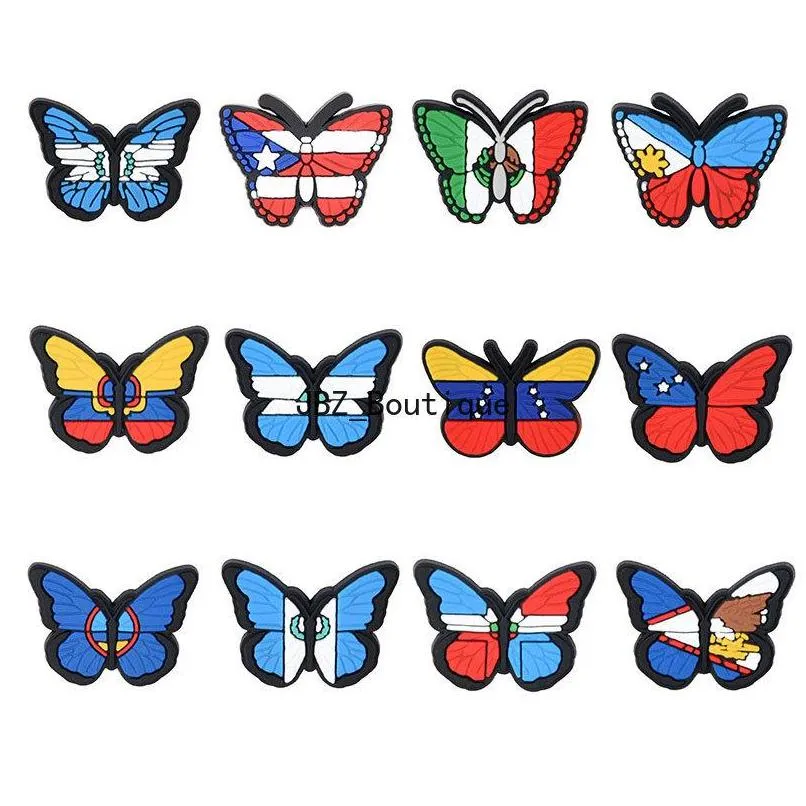 wholesale butterfly croc shoe charms parts accessories charm with buckle clog pins for teens girls adult gift