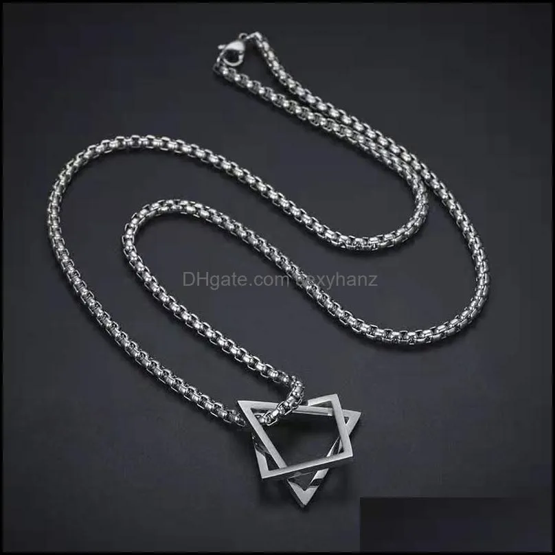 triangular square titanium stainless steel necklace couple models graphic pendants necklaces