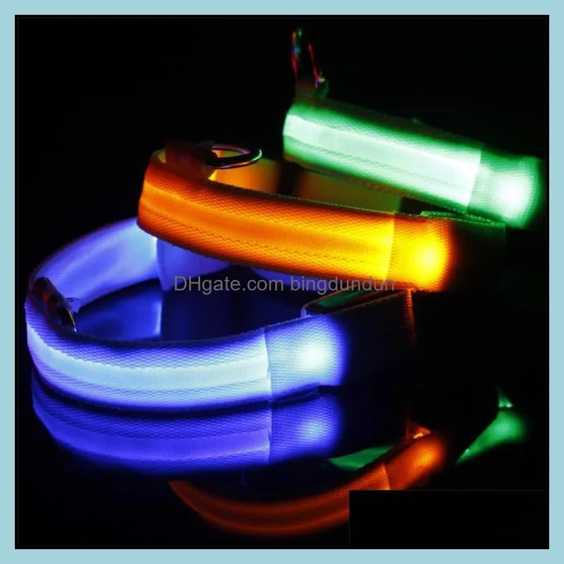 nylon led pet dog collar night safety flashing glow in the dark dog leash dogs luminous fluorescent collars pets supplies