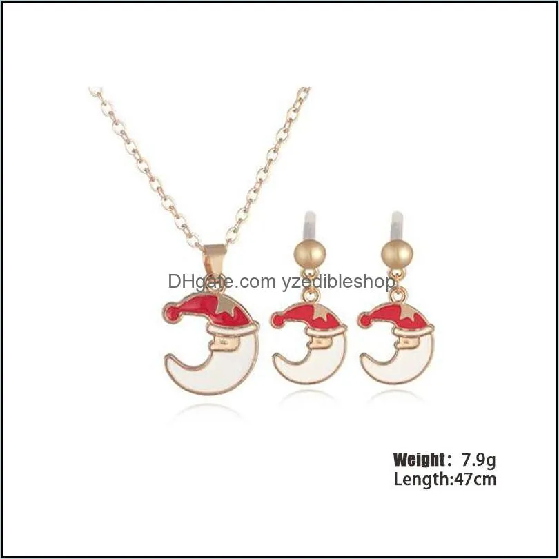 trendy cartoon necklace earring set for kids women christmas snowman socks design charming necklaces earrings alloy jewelry set