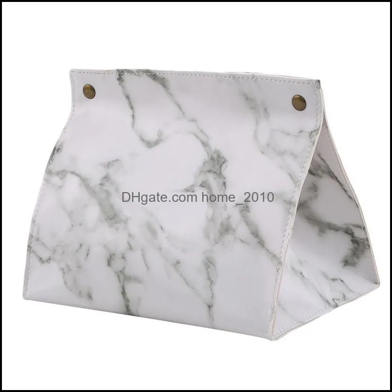 case box container pu leather marble pattern home car towel napkin papers dispenser holder table decoration