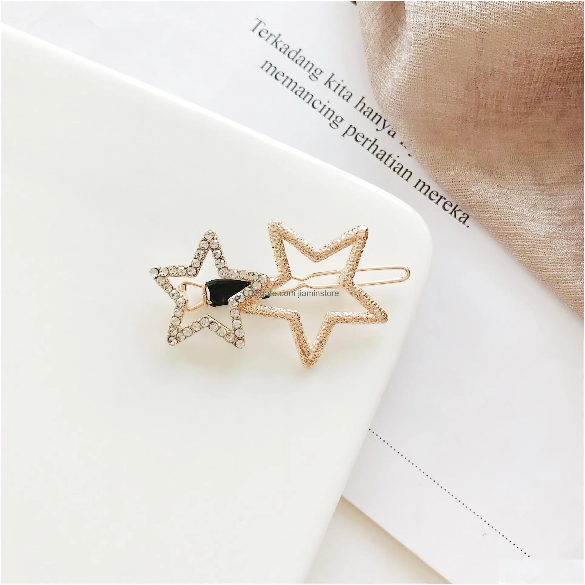 europe fashion jewelry stars barrette rhinstone star hairpin hair clip bobby pin lady barrettes