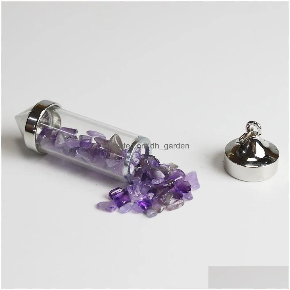 natural gravel crystal bullet shape chakra stone charms rose quartz pendants for jewelry accessories diy making wholesale