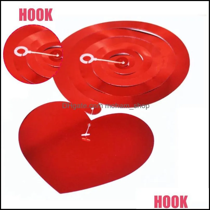 12/24pcs/lot red love heart ceiling hanging swirl wedding ornaments room supplies garland