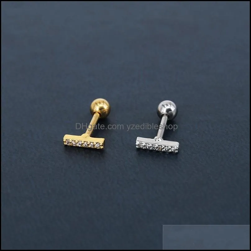 gold silver plated cz stud earrings for elegant girls women dainty mini bar stud earrings lip rings nails earring wedding design