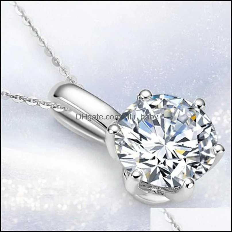 innovative and beautiful classic pendant necklace imitation moissanite claw inlaid loose diamond necklace