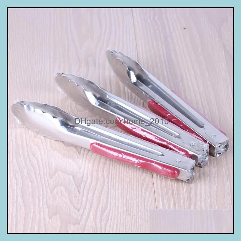 9/12/14 inch stainless steel food bread clip non magnetic red handle multifunctional bbq clamp kitchen dh0057