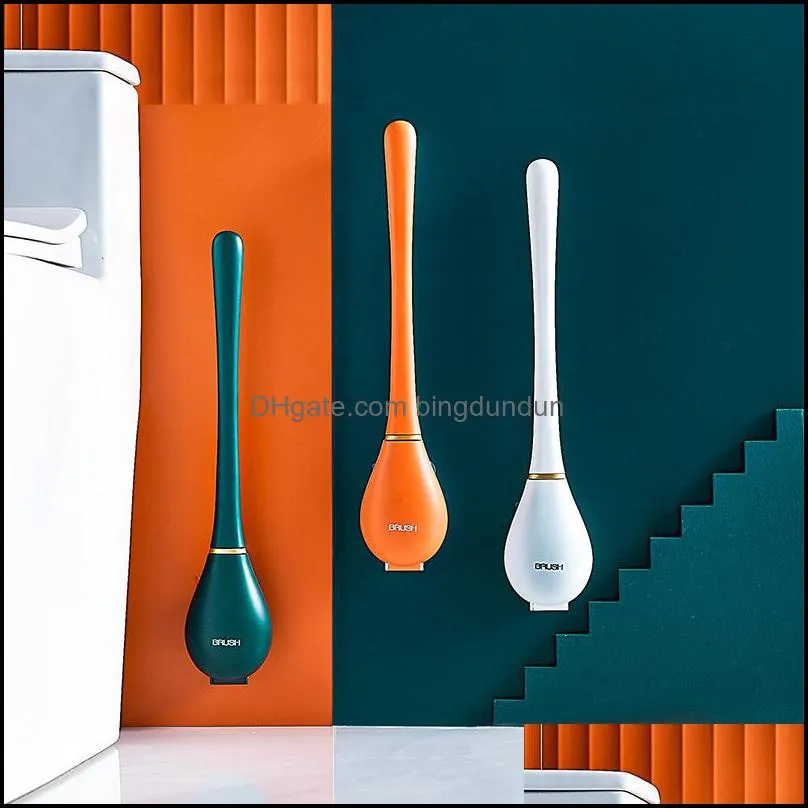 silicone toilet brushes with holder set wallmounted long handled toilet cleaning brush modern hygienic bathroom accessories