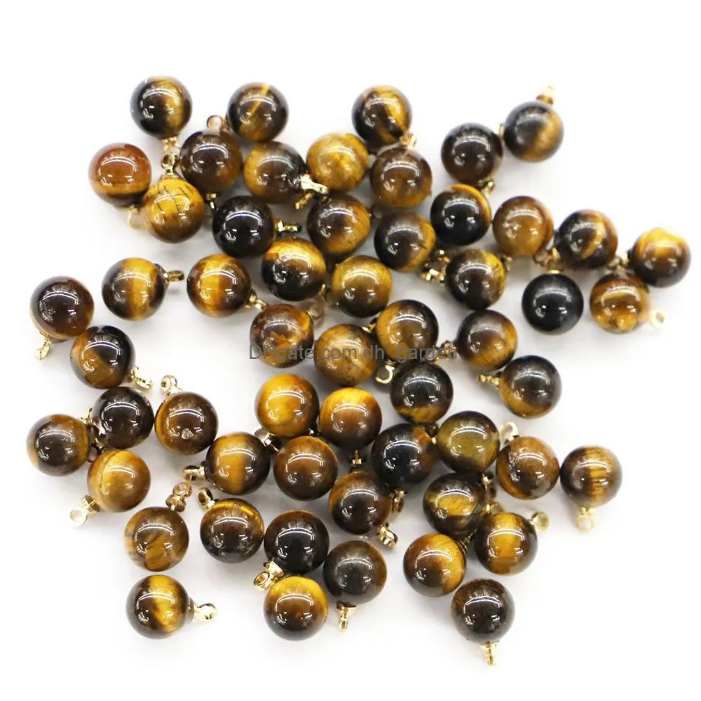 8mm 10mm natural stone multicolor ball shape charms gold for necklace earrings pendant diy fashion jewelry making