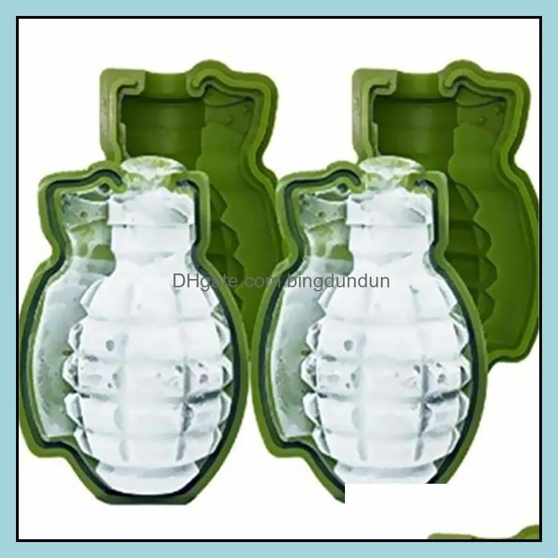 50pcs 3d grenade shape ice cube mold creative ice cream maker party drinks silicone trays molds kitchen bar tool mens gift