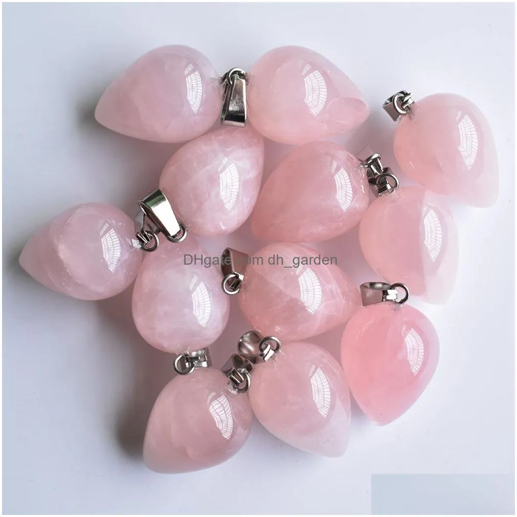 natural amethysts circular cone shape crystal rose quartz stone charms waterdrop pendants for jewelry making