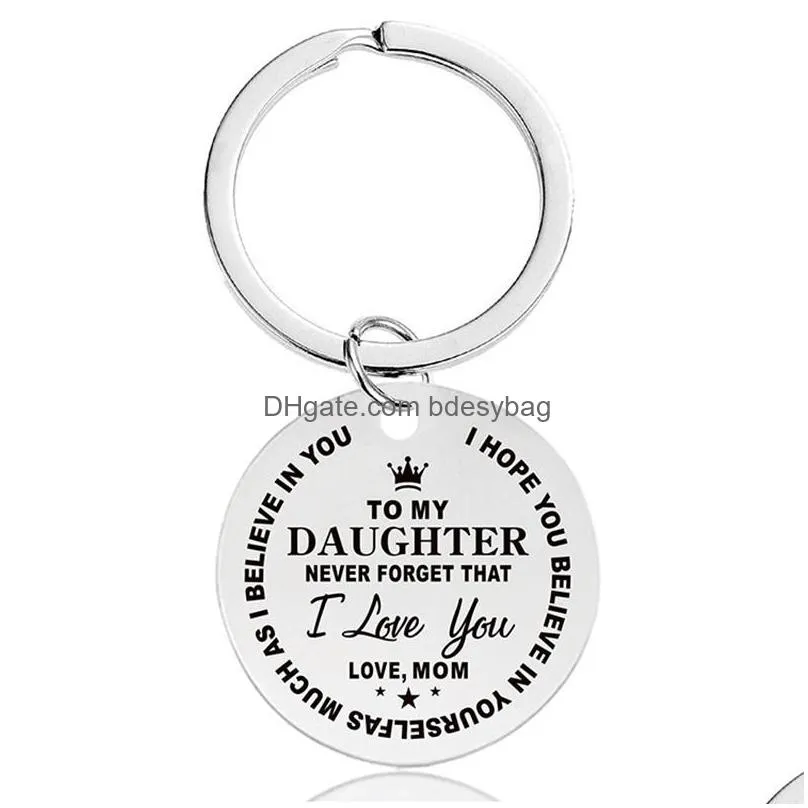 fashion letters keychain key rings stainless steel inspirational for mothers day i love you women men silver car keychains mom father jewelry good friend