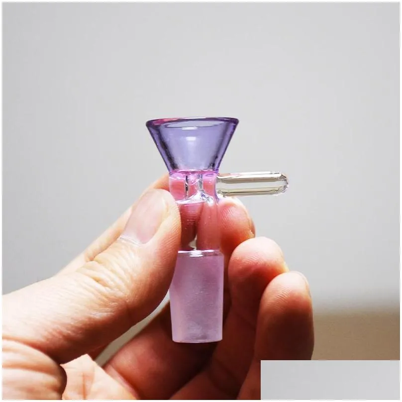 colorful 14mm male joint glass bowls pyrex durable smoking pipe thick bowl for dab rig percolater bong transparent black gray green blue purple mix color