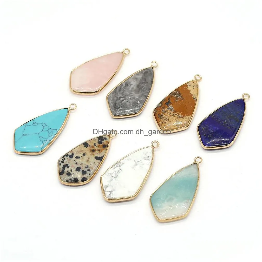 point style turquoise natural stone charms rose quartz crystal pendant for earrings necklace jewelry making wholesale