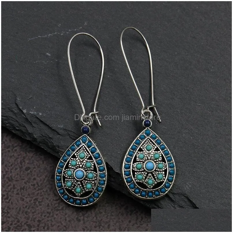 fashion jewelry womens vintage water drop earrings hollow out dangle earrings