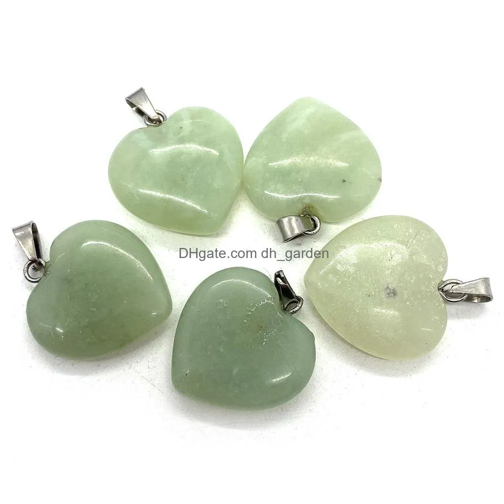 20mm natural crystal picture agate stone love heart charms rose quartz pendants trendy for jewelry making wholesale