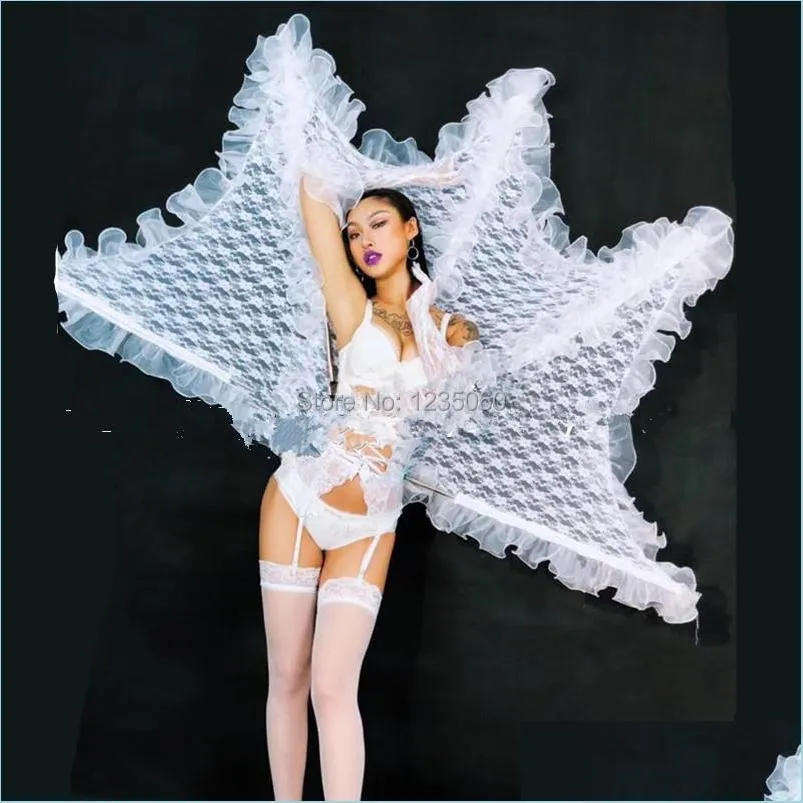 ballroom dance costumes sexy stage show wears wings women dresses bra skirt bar club performance cloth led supply