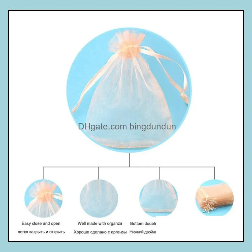 7x9cm small organza gift bag drawstring gift wrap jewelry bags multicolor candy  packaging pouch for wedding party christmas