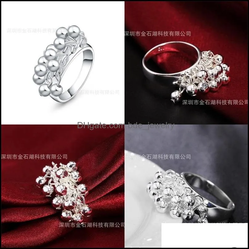 925 sterling silver smooth grape beads ring for women fashion wedding engagement party gift charm jewelry 1238 t2