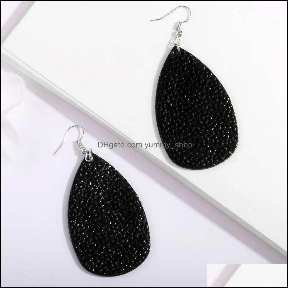 fashion pu leather oval earrings fashion statement colorful teardrop earring jewelry gifts for women girls