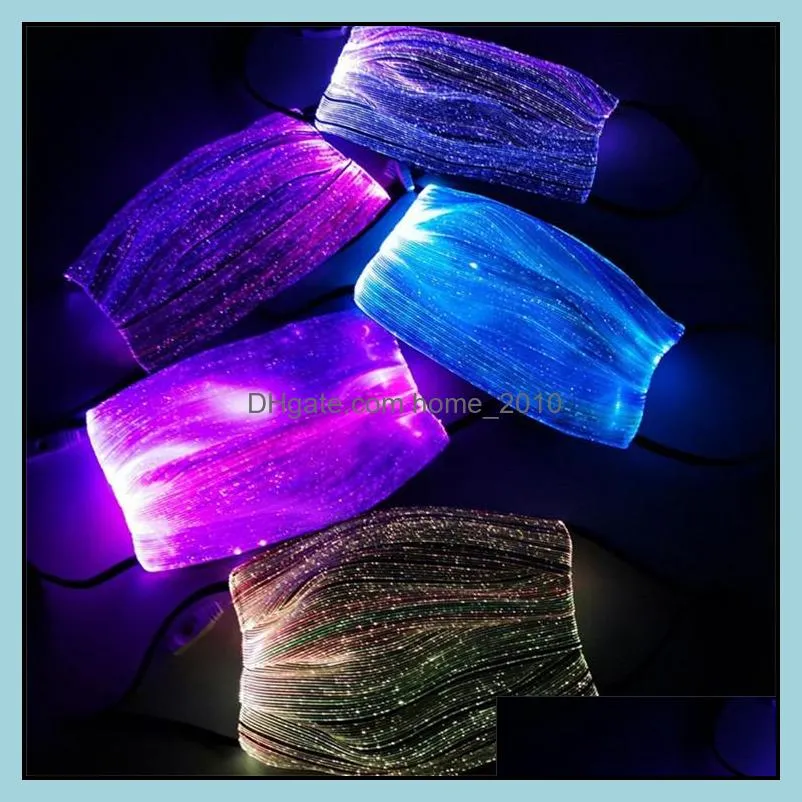 fashion glowing mask with pm2.5 filter 7 colors luminous led face masks for christmas party festival masquerade rave mask bling