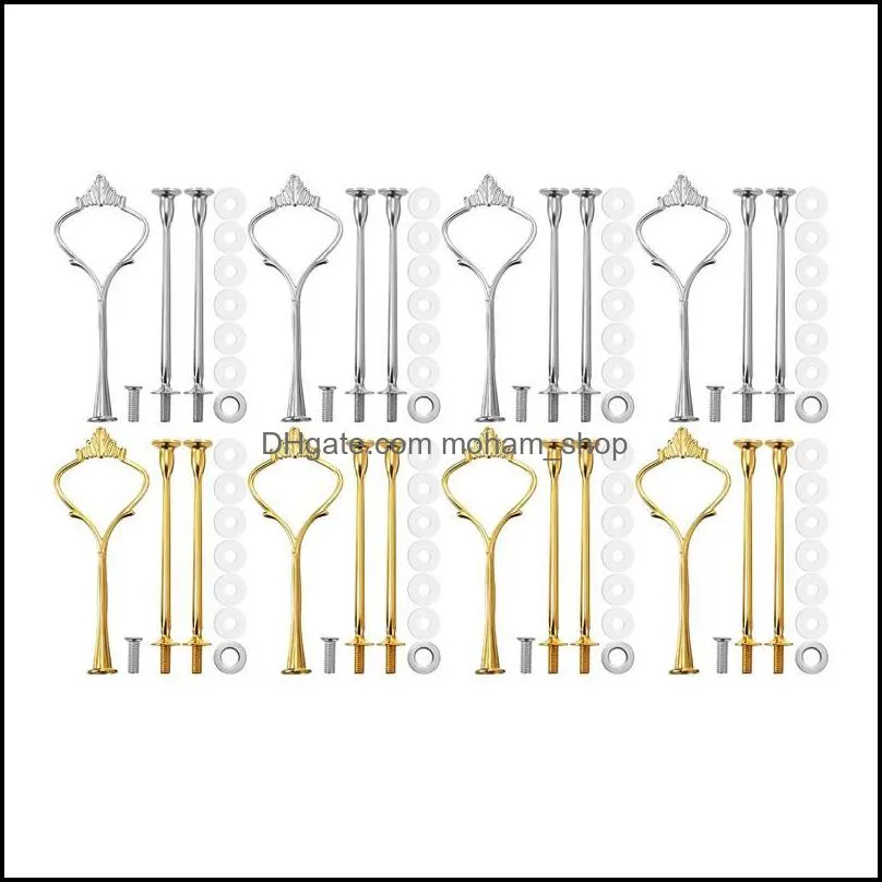 baking pastry tools 8 sets 3 tier crown cake plate stand fittings hardware holder kitchen gadgets for wedding and party 