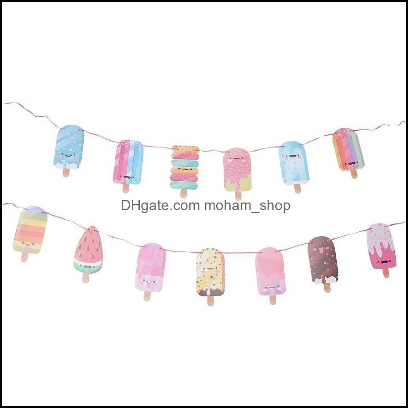 set ice cream banners favors birthday decorationsparty