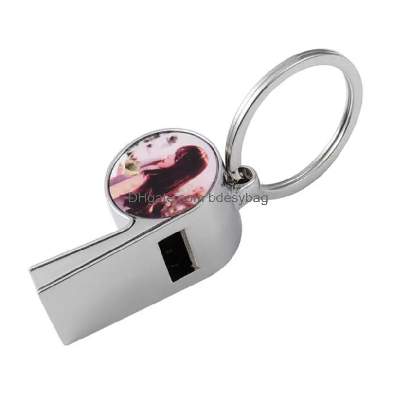 fashion diy whistle sublimation blank keychains designer keychain photo frame keyring silver plated car key ring souvenir carabiner accessories friend