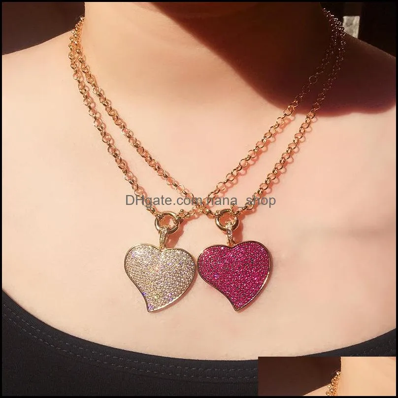 trendy women necklace gold plated full cz love heart pendant necklace for girls women for party wedding nice gift 3746 q2