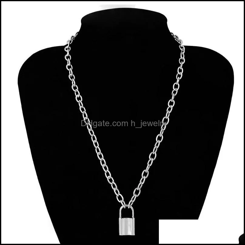 vintage handmade square lock pendant necklace for men and women gold and silver color lover chokers clavicle necklaces jewelry gifts