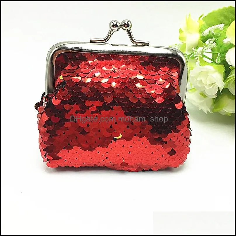  fashion sequins mini wallet clutch pouch portable women sequins coin purses handbags card holder keys earphone bags vt0085