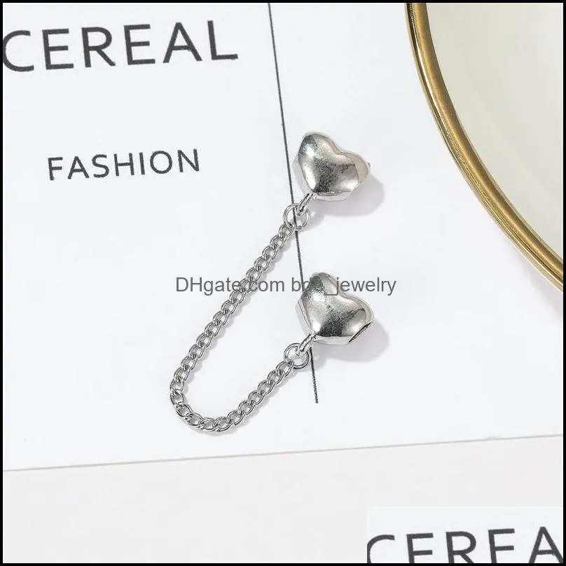 plated silver bracelet heart crystal safety chain european stopper clip lock charm bracelet jewelry findings 2224 t2