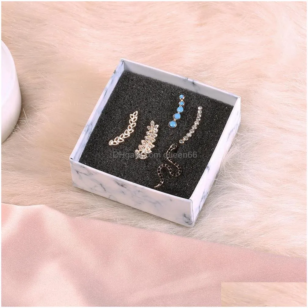 bohemian fashion jewelry vintage earrings set leaf snake cute stud earrings 5pcs/set