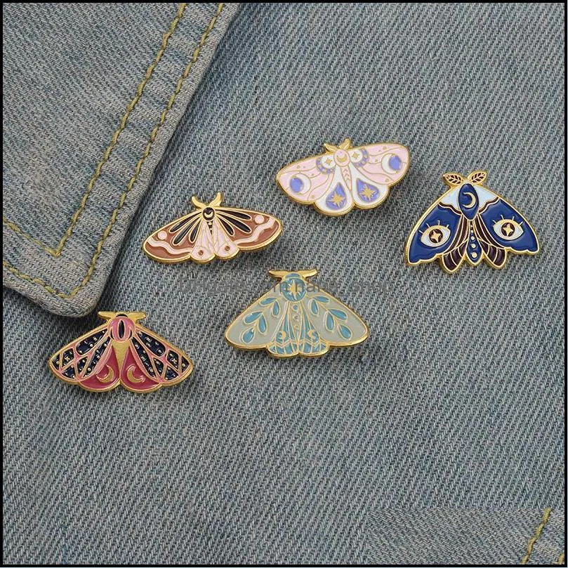 women insect series clothes brooches butterfly moth model drop oil pins european alloy moon eye enamel cowboy backpack badge jewelry