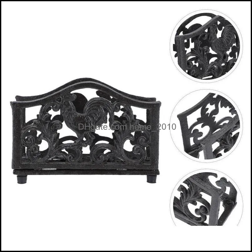 1pc desktop napkin stand cast iron hollow serviette holder for tabletop