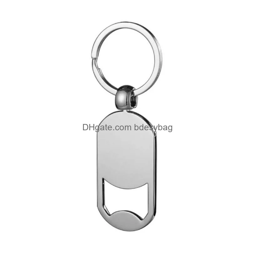 thermal transter sublimation blank bottle opener keychains key rings diy oval round alloy silver designer jewelry keychain for family christmas